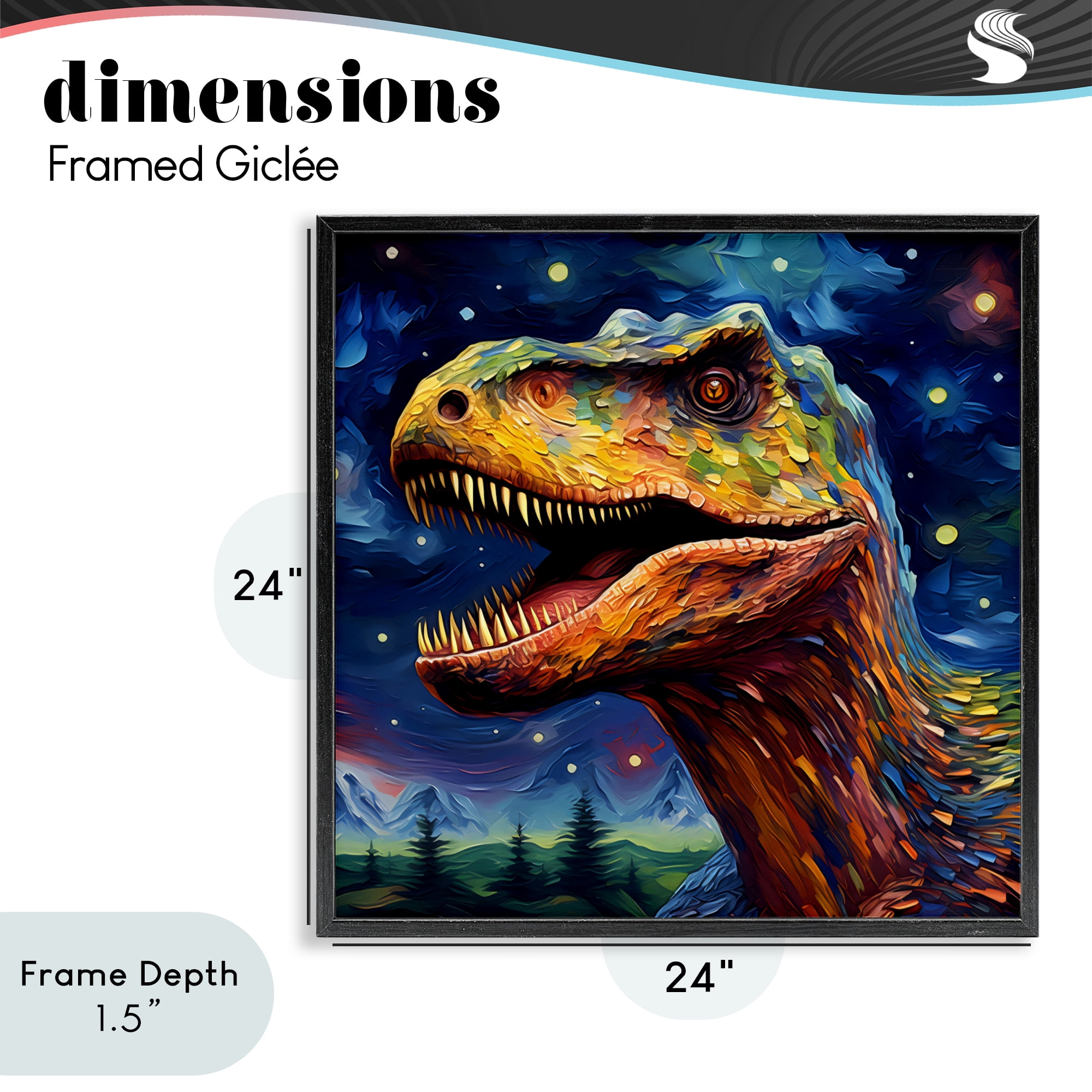 Stupell Industries Starry Sky Dinosaur Black Framed Giclee Art, design by Creative Studio