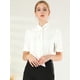 thumbnail image 2 of INSPIRE CHIC La blusa de la oficina del trabajo de las mujeres abotona la camisa del top del cuello del lazo de la manga del soplo blanco S, 2 of 6