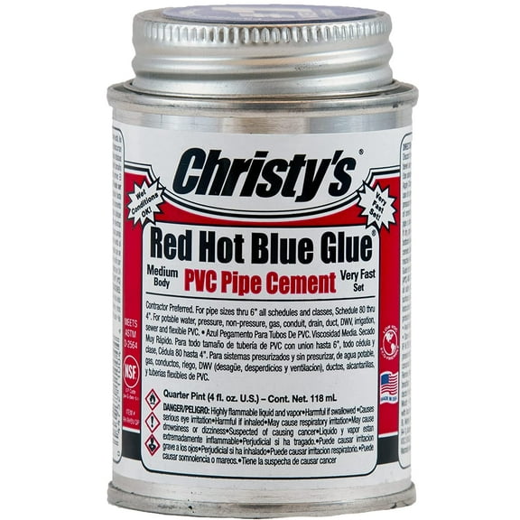 Hot Blue Glue PVC Cement - Medium Body, Very , Low-VOC, 1/4 Pint (4 fl oz)