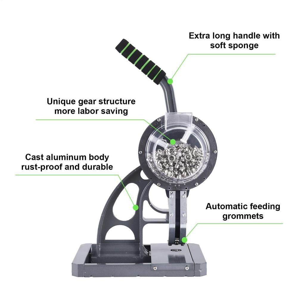 Semi-Automatic Grommet Machine, Heavy Duty Hand Press Eyelet Grommet Machine, Puncher Eyelet Feeding Tool, with 2000PCS 3/8"(10MM) Grommet for Banner, Awning, Poster