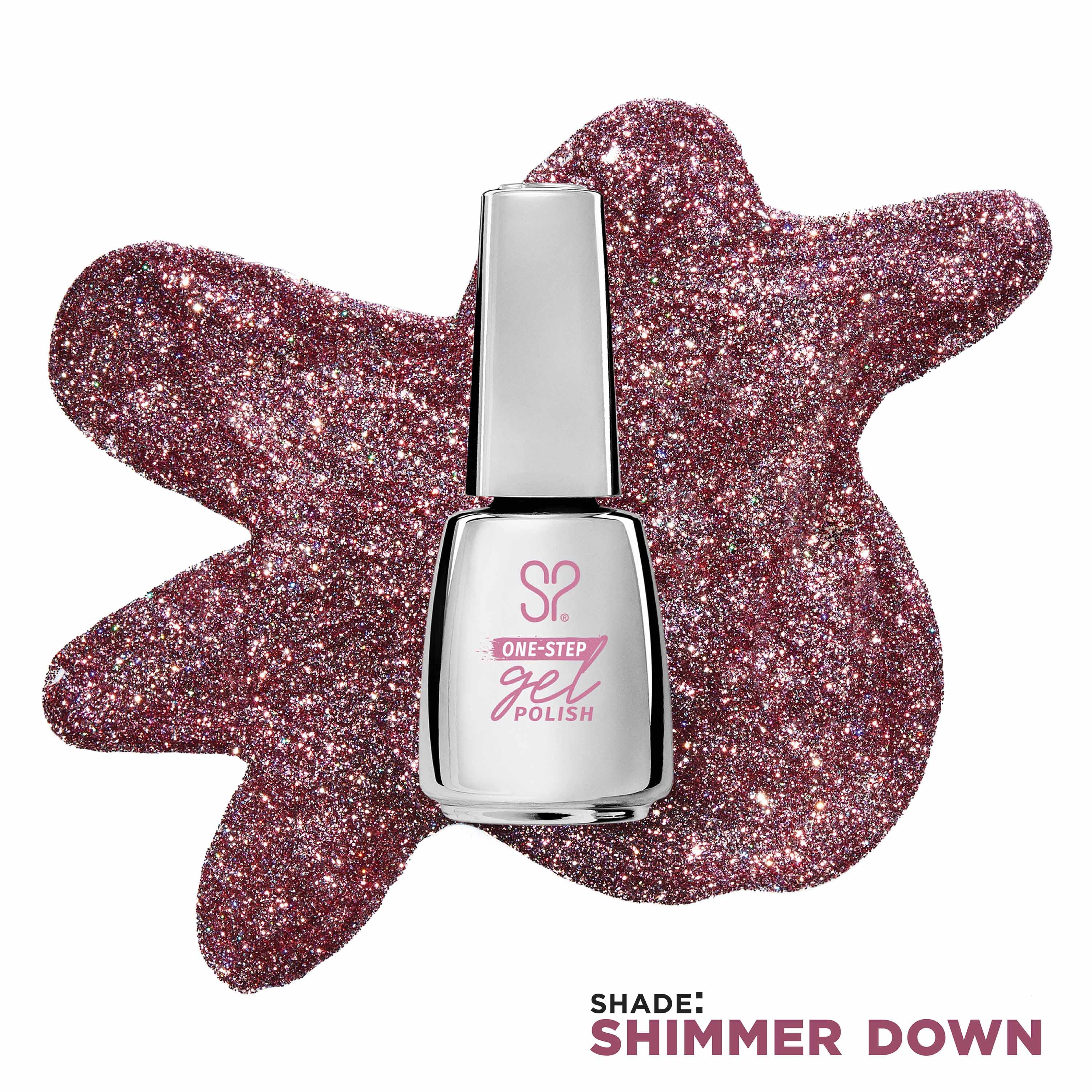 Salon Perfect One Step Gel, Shimmer Down, Pink Glitter Nail Polish, 0.5 fl oz