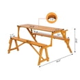 thumbnail image 5 of DEELLEEO 138.5*137*75cm Solid Wood Load-Bearing 150kg Dual-Purpose Conjoined Table And Chair Yellow, 5 of 5