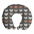 thumbnail image 1 of Nursery Travel Pillow Neck Rest, Doodle Happy Kittens Cat Lover Themed Continuous Pattern, Memory Foam Traveling Accessory Airplane and Car, 12", Grey and Multicolor, by Ambesonne, 1 of 2