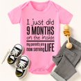 thumbnail image 1 of Newborn Infant Letter "9 Months" Embroidery Romper Short Sleeve Crew Neck Jumpsuit For Baby Boys And Girls Toddler Clothes, 1 of 5
