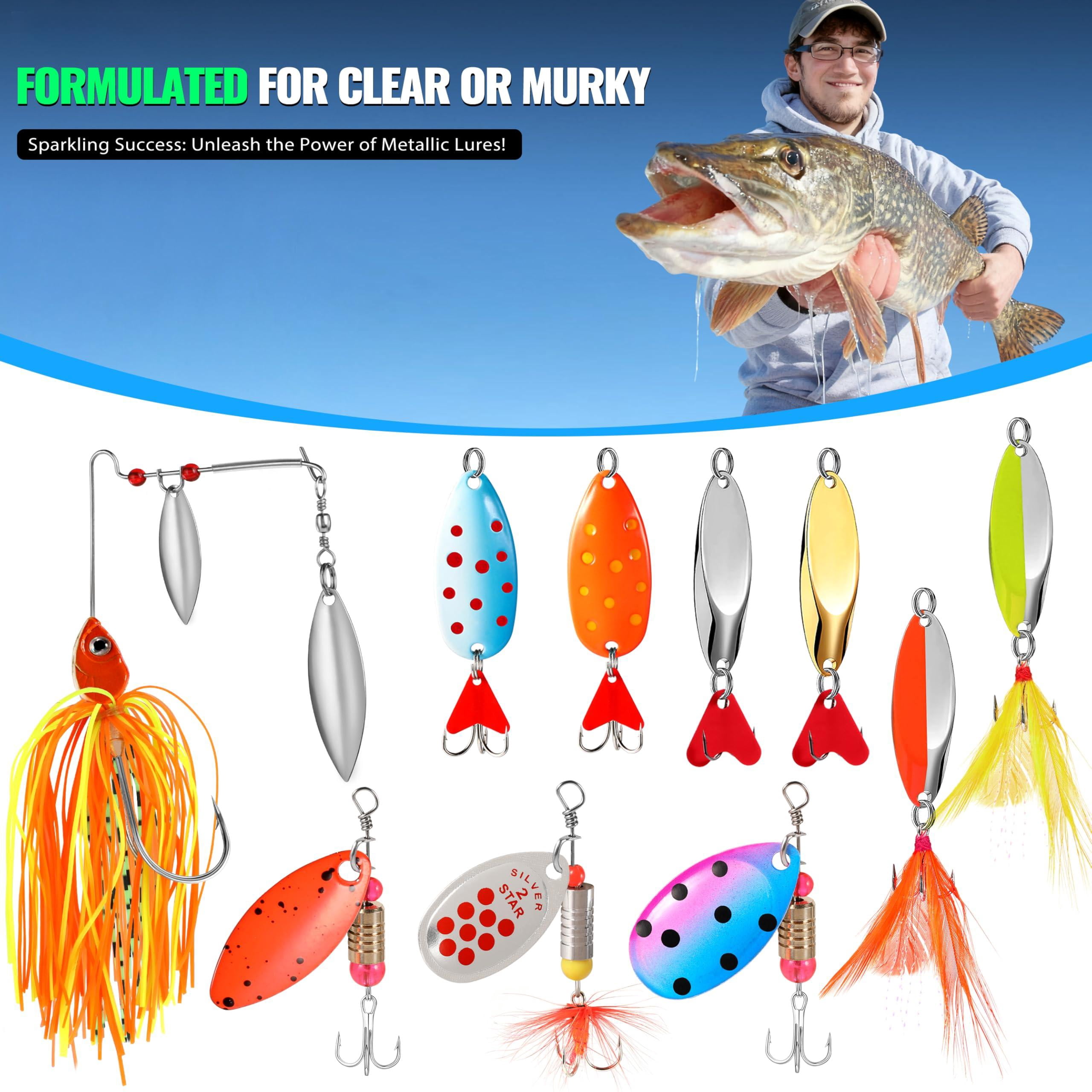 Fishing Lures Tackle Box Gifts For Men  Bass Trout Accessories Kit Saltwater & Freshwater Gear Including Topwater Hooks Spinnerbaits