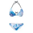 thumbnail image 2 of COEQINE Women's Triangle Bathing Suit Padded Top Removable Pad Halter String High Leg Bottoms Bikini Set Dark Blue Tie-Dye Cheeky Sexy 2 Piece Beachwear for Surfing, XL, 2 of 7
