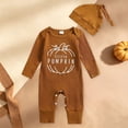 thumbnail image 2 of Gubotare Newborn Baby Boy Fall Outfit Romper Little Brother Lil Bro Long Sleeve Jumpsuit Bodysuit Cute Infant Waffle Clothes (Brown, 0-3 Months), 2 of 7