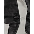 thumbnail image 6 of Formal Colorblock Blazer for Women Turn down Collar PU Leather Blazer Single Button Slim Outerwear Autumn Office Lady Short Coat, 6 of 9
