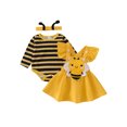 thumbnail image 2 of Elippeo Baby Girls Autumn Skirt Sets Flying Sleeve Romper Bee/Beetle Embroidery Suspender Dress Headband Sets 3 6 9 12 18 Months, 2 of 8