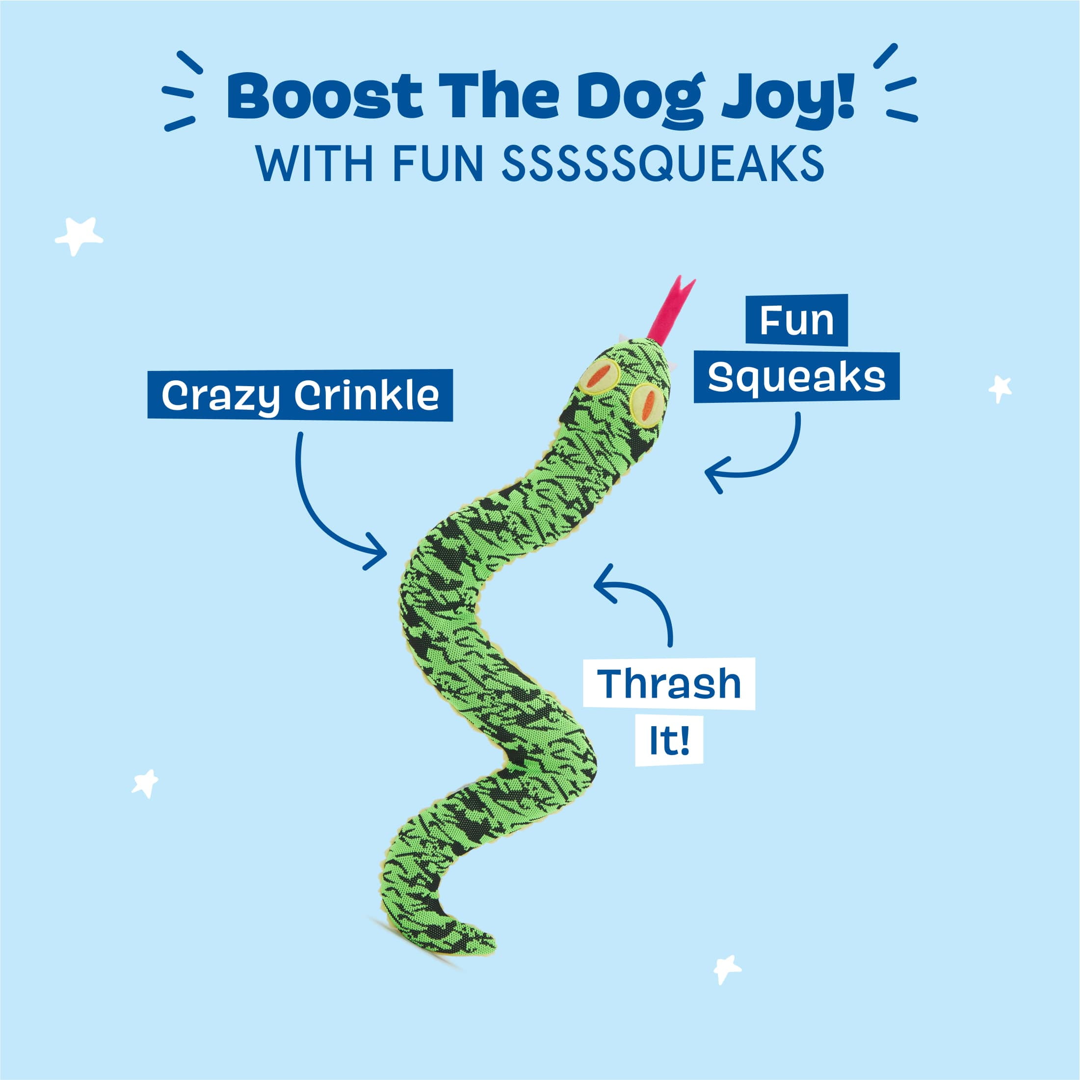 BARK Sssssssssteve Plush Snake Dog Toy