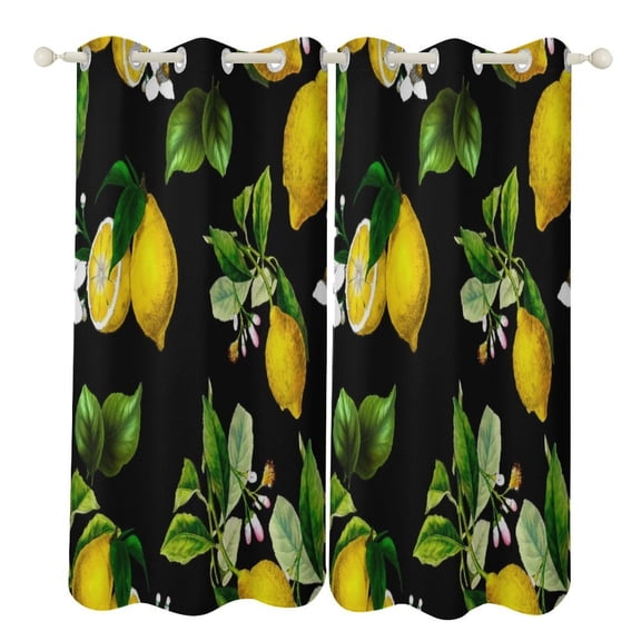 Citrus Lemons Vintage Art 2pcs Blackout Curtains For Living Room Bedroom Grommet Top Window Set for Left And Right Biparting Open