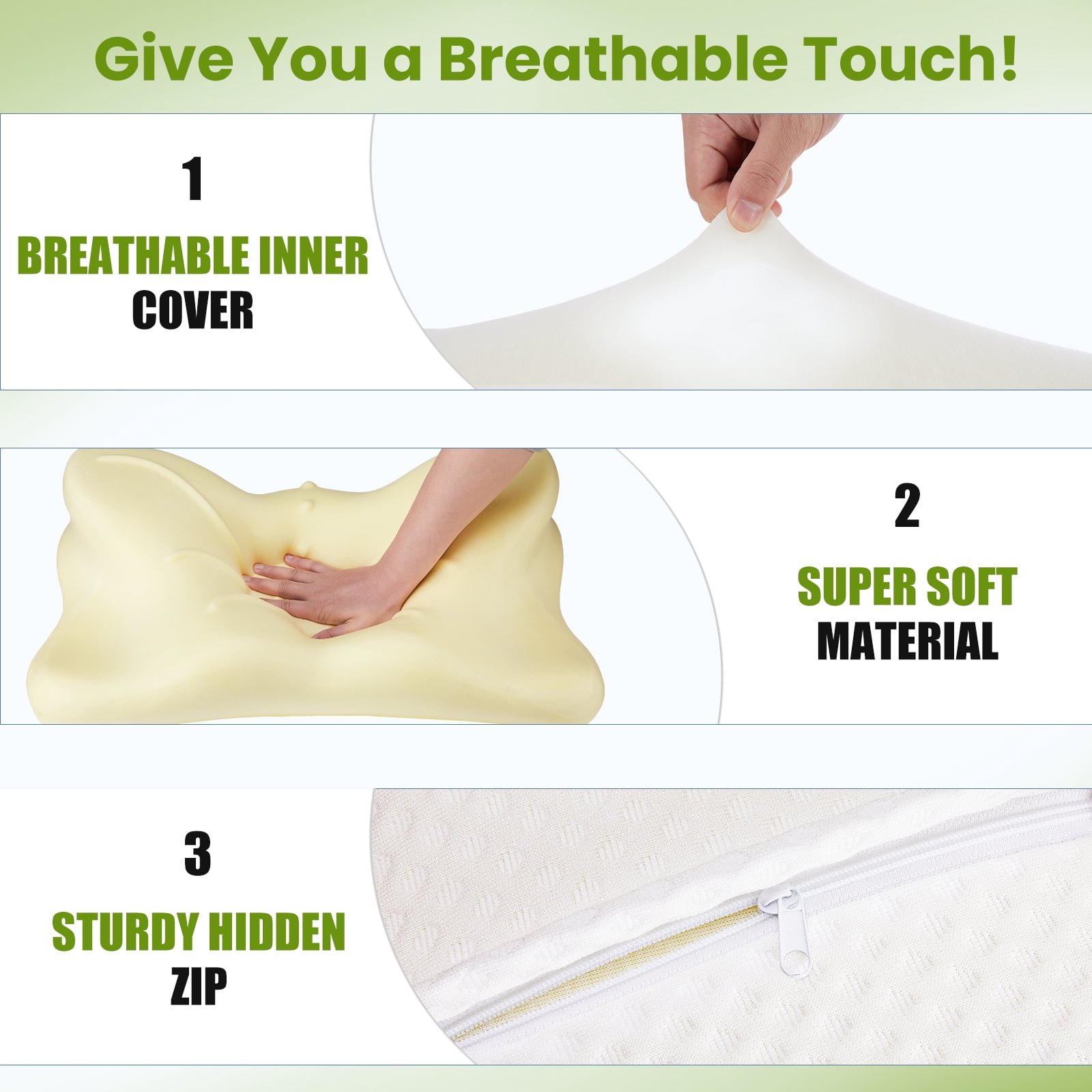ZUNMOS Orthopedic Cervical Pillow for Neck Pain Relief, White