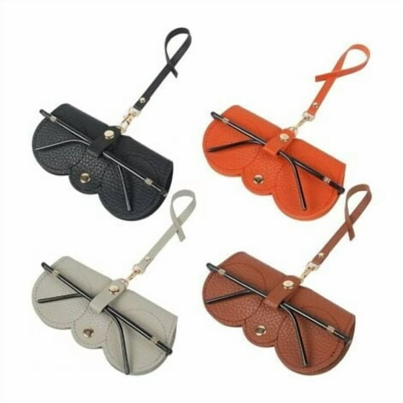 4 Pack Fashion Sunglasses Case Soft Leather Eyeglass Case Slim Portable Glasses Case Travel Protective Eyeglass Case with Belt Clip