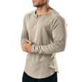 thumbnail image 5 of 100%Cotton Shirts for Men Summer Solid Color V Neck Long Sleeve Shirt Fitness Thin Breathable Button Lightweight Sports Shirts Athletic Lounge Wear, 5 of 6