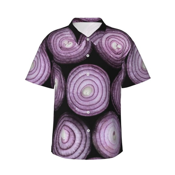 Onion Hawaiian Shirts For Men, Summer Short-Sleeve Relaxed-Fit Button-Down Shirts Small