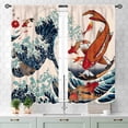 thumbnail image 3 of Japanese Curtains, Asian Style Japanese Anime Gold Carp Koi Fish Cherry Blossom Great Wave Oriental Window Drapery Treatments for Bedroom Living Room Kitchen Bathroom 2 Panels, 55x39 Inch, 3 of 3