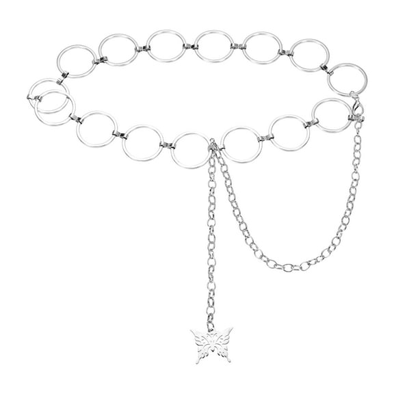 Western Metal Concho Chain Belt, Chain Waist Belts for Women Dresses Jeans Country Concert Outfit, Silver Hollow Circle