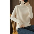 thumbnail image 6 of Ashirexll Pullover Sweaters for Women Winter Sweaters Fashion High Neck Long Sleeve Loose Solid Color Turtleneck Sweater Tops Warm Blouse, 6 of 7