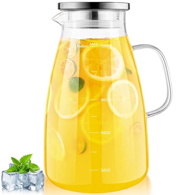 Jarra de vidrio Aofmee de 1 galón, 1280 ml, con tapa y pico
