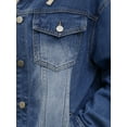 thumbnail image 5 of INSPIRE CHIC Women's Denim with Hood Distressed Long Sleeve Button Down Detachable Hoodie Jacket S Dark Blue, 5 of 6