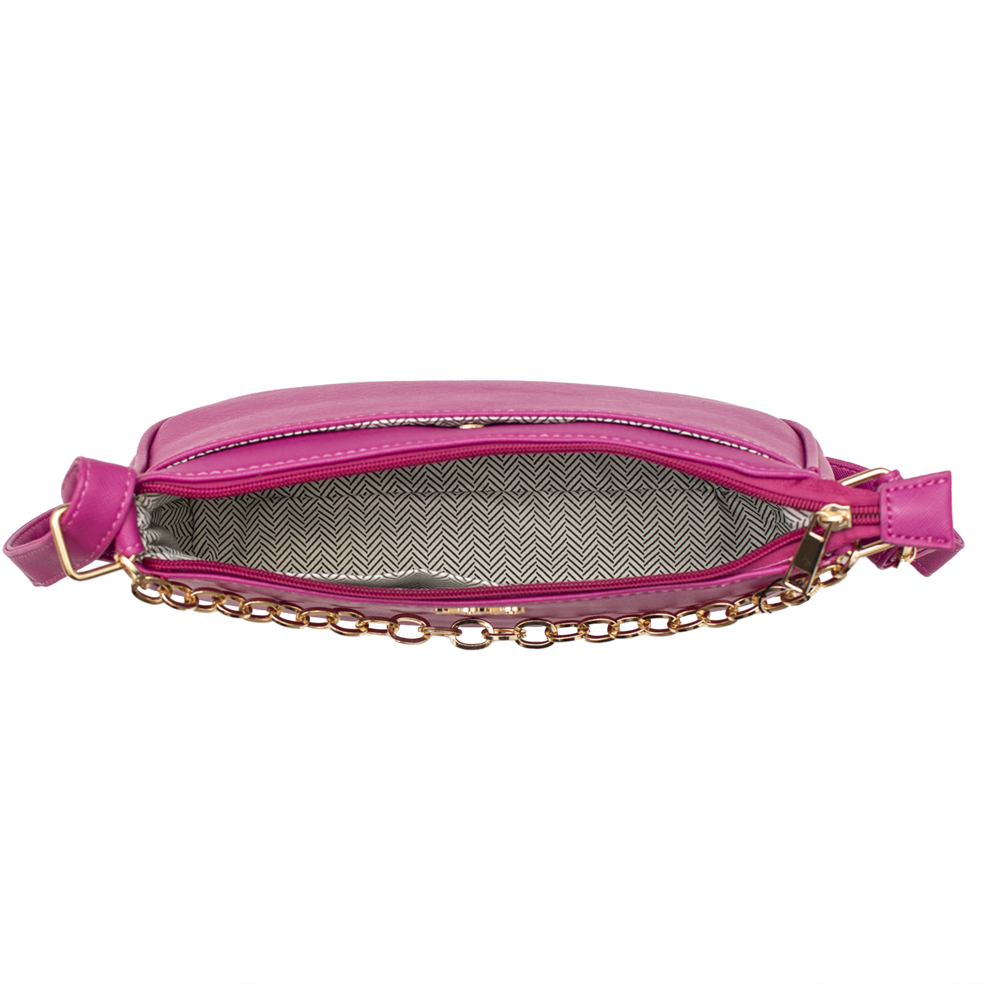 XOXO Women's Vegan Leather Large Crossbody Clutch Everyday Handbag with Chain Magenta