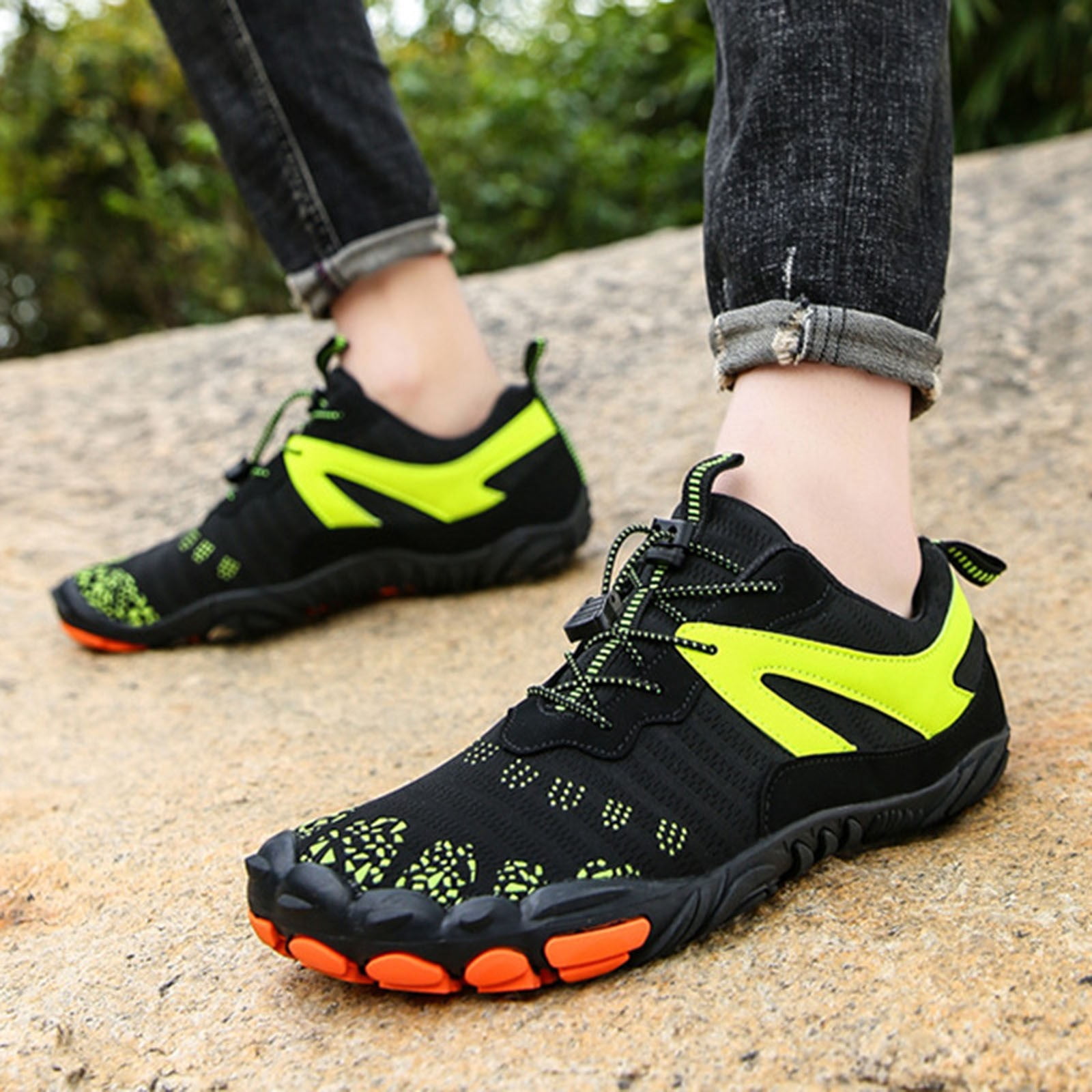 Womens Lightweight Breathable Quick Dry Water Hiking Shoes Non Slip Barefoot Trail Outdoor Athletic Sneakers Green,Size 8.5