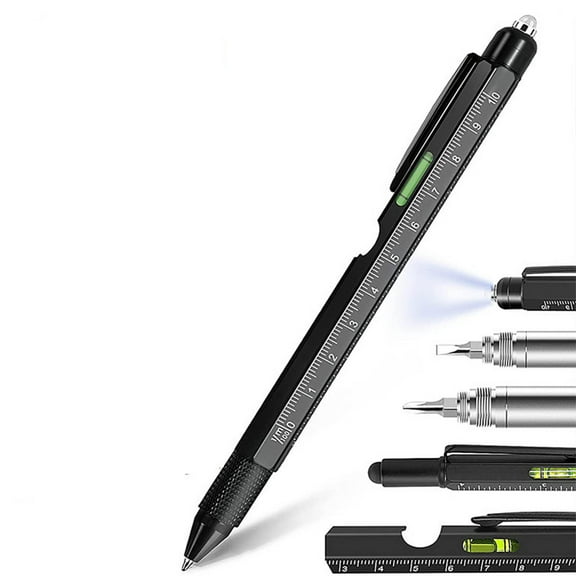 Loespoir 9 In 1 Multitool Pen, Pen Tool with LED Light, Multi Function Pen for Everyday, Office, Camping, Emergency, Gift, Stocking Stuffer, Gadget(A)