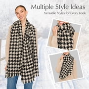 BASICO Fall Scarf for Women, Winter Scarf, Women's Scarves & Wraps, Blanket Scarf, Fall Accessories (17 Colors) (Houndstooth - White)