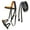 Black/Light Tan, variant on Horse Western Cob Leather Training Tack Bitless Sidepull Bridle w/ Reins 7711TL-C