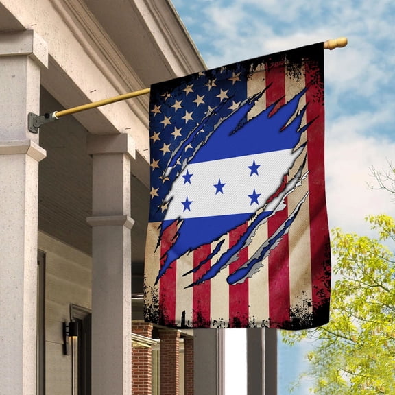 Flag Half American Flag Honduran Proud In Honduras U.S.A Friendship Root Garden Flag, Double-Sided Decorative Outdoor Flag, Polyester Yard Flag 12 x 18 in