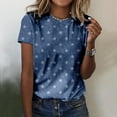 thumbnail image 2 of Summer Tops for Women Summer Casual Round Neck Short Sleeve Top Denim Printed T Shirt Elegant Long Sleeve Top Girl Loose Tee Shirts with Sleeves Long Too Fifteen Twenty Womens Tops Blue 2XL, 2 of 4