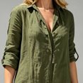 thumbnail image 2 of Morttic Women's Solid Color Lapel Button Front Maxi Shirt Dress – Mid Sleeve Roll-Up, Casual Summer Beach Vacation Dress Light Green，XL, 2 of 5