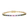 thumbnail image 2 of 925 Silver Rainbow Sapphire Bracelet,Multi-Color Sapphire Tennis Bracele with 114 K Gold Plating,Lab Sapphire Octagon ColourTennis Bracelet,Gradient Ombre Bracelet, 2 of 2