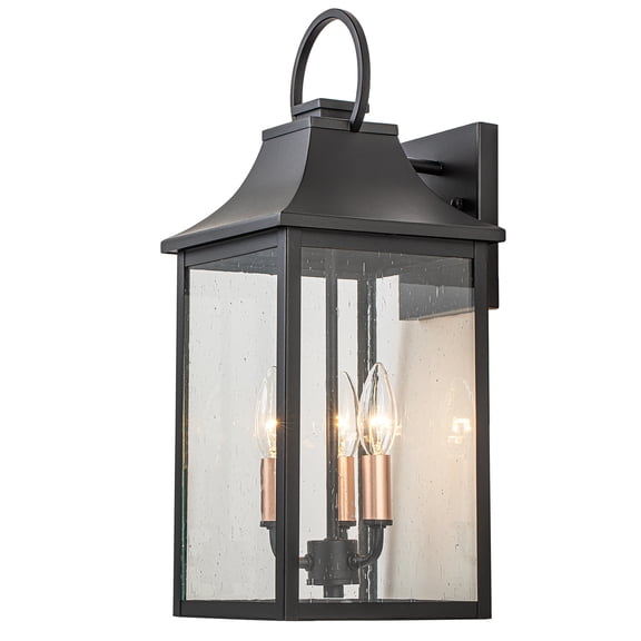 17.75"H Outdoor Wall Sconce with Rose Gold 3-Light Candelabra