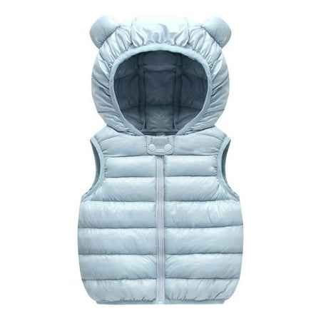 

Toddler Kids Baby Boys Girls Winter Warm Sleeveless Jacket Outerwear Solid Bear Ears Vest Coats Hooded Padded Outwear Dinosaur Snow Jacket