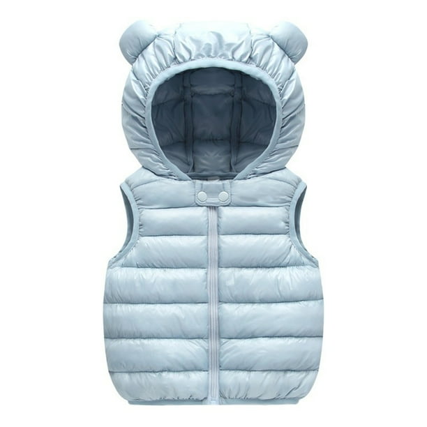 Gibobby Abrigos de invierno para niños y niñasNiños pequeños bebés niños niñas invierno cálido chaqueta sin mangas prendas de vestir exteriores sólido or(Azul claro, 2-3 Años)