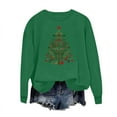 thumbnail image 5 of FAWUUDO Christmas Sweatshirts Women Christmas Tree and Bow Cute Xmas Shirts Holiday Party Pullover Tops Green, 5 of 6