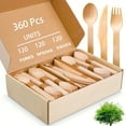 thumbnail image 2 of HLONK [360pcs Birch Wood Utensil Set] 360pcs Birch Wood Disposable Utensil Set - Includes 120 Spoons  150 Forks  150 Knives - Perfect for Dinner Parties  Camping  and Events, 2 of 5