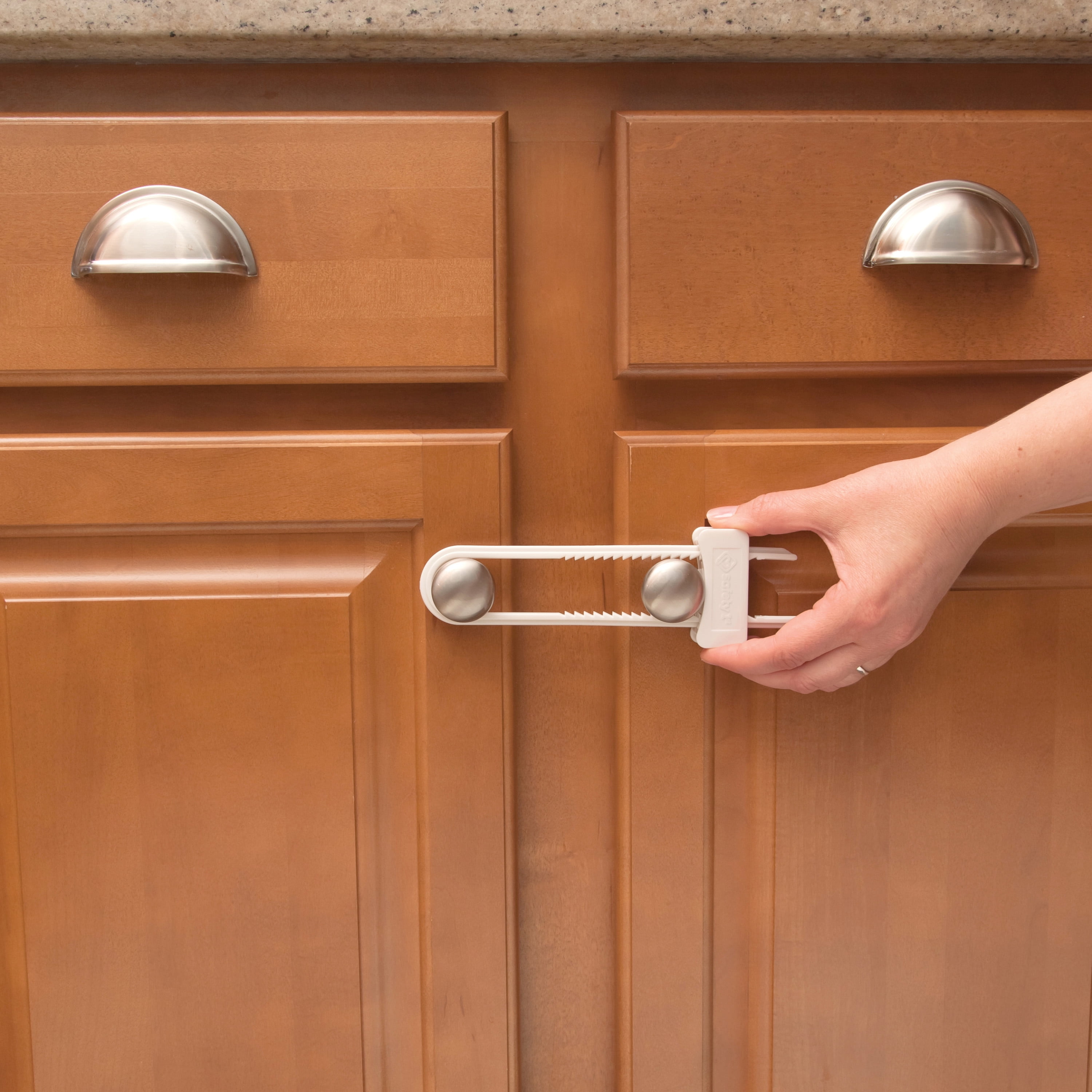 (3 pack) Safety 1st Double Door Baby-Proofing Cabinet Lock (2pk), White, Toddler