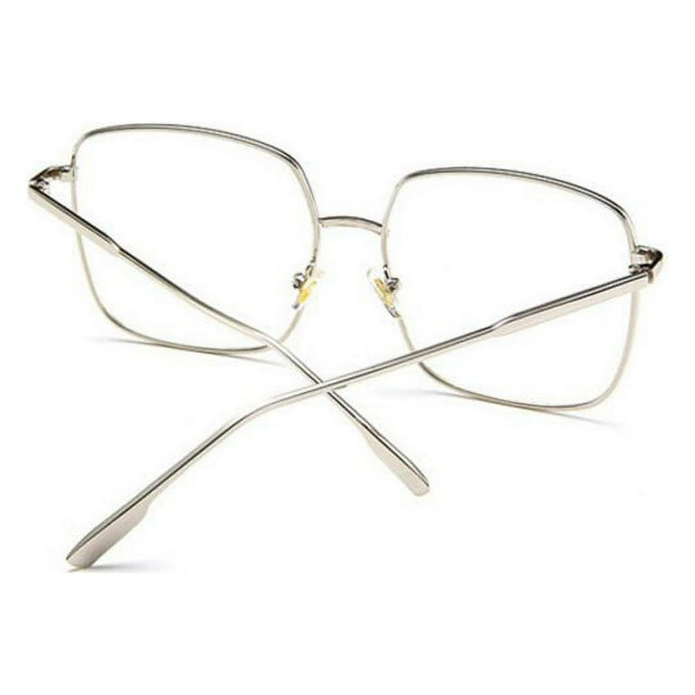 Classic Metal Square Full Frame PC Clear Oversized Lens Retro Glasses