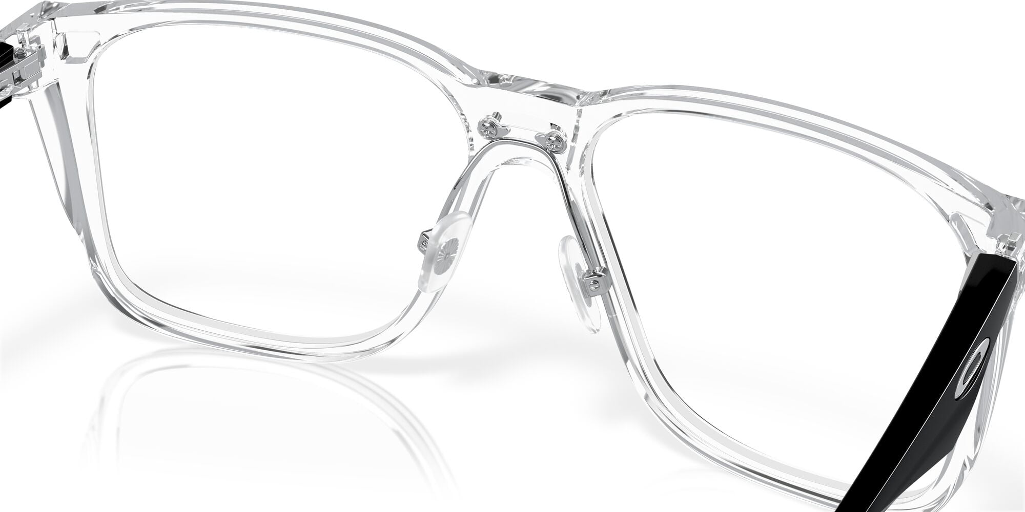 Oakley Hip Tone Optical Glasses, Rectangular Eyeglasses with Demo Lenses, Size 58, Polished Clear