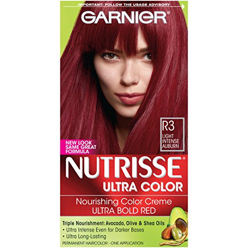 Garnier Nutrisse Ultra Color Nourishing Hair Color Creme, R3 Light Intense Auburn (Packaging May Vary), Pack of 1