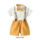 thumbnail image 5 of Minnieouse Conjunto de pantalones y camisa de manga corta de verano para niños, ropa de fiesta, banquete, boda, pajarita, pantalones cortos con conjuntos de ropa Amarillo 120cm, 5 of 6