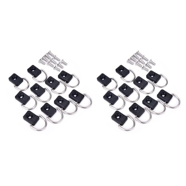 Sidaley 10 piezas de amarres para Kayak de pesca RV, remolque, cama de camión, anillos de amarre de carga, piezas de reparación de barcos, Gancho D 2piezas