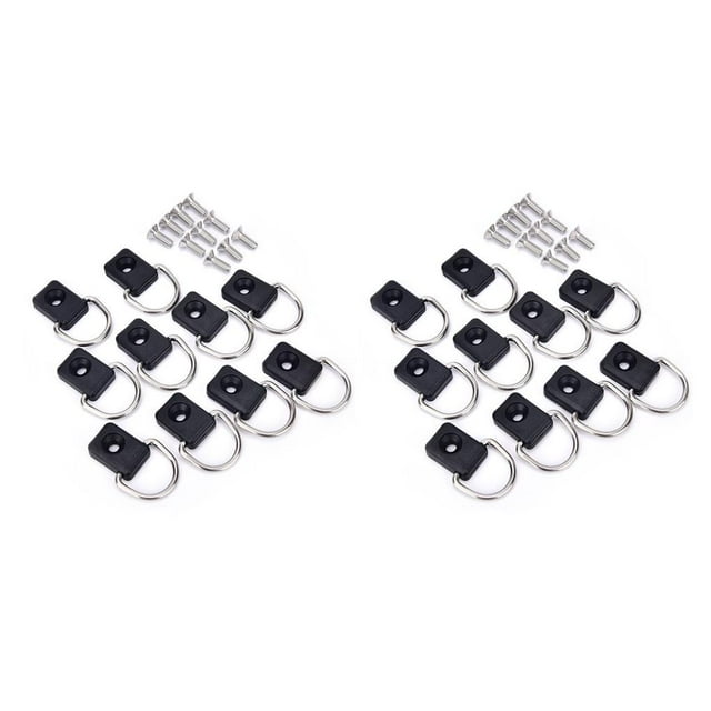 Riwesomey 10 piezas de amarres de Kayak de acero inoxidable, anillos de amarre para cama de camión, piezas de repuesto para barcos, Kit de Gancho D 2piezas