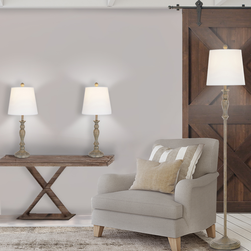 Better Homes & Gardens Modern Farmhouse 3-Pack Table and Floor Lamp Set, Wood Finish - image 4 of 4