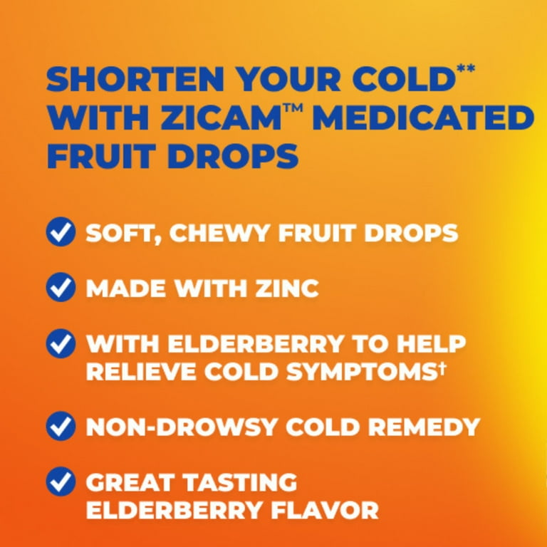Zicam Cold Remedy Zinc Medicated Fruit Drops, Elderberry