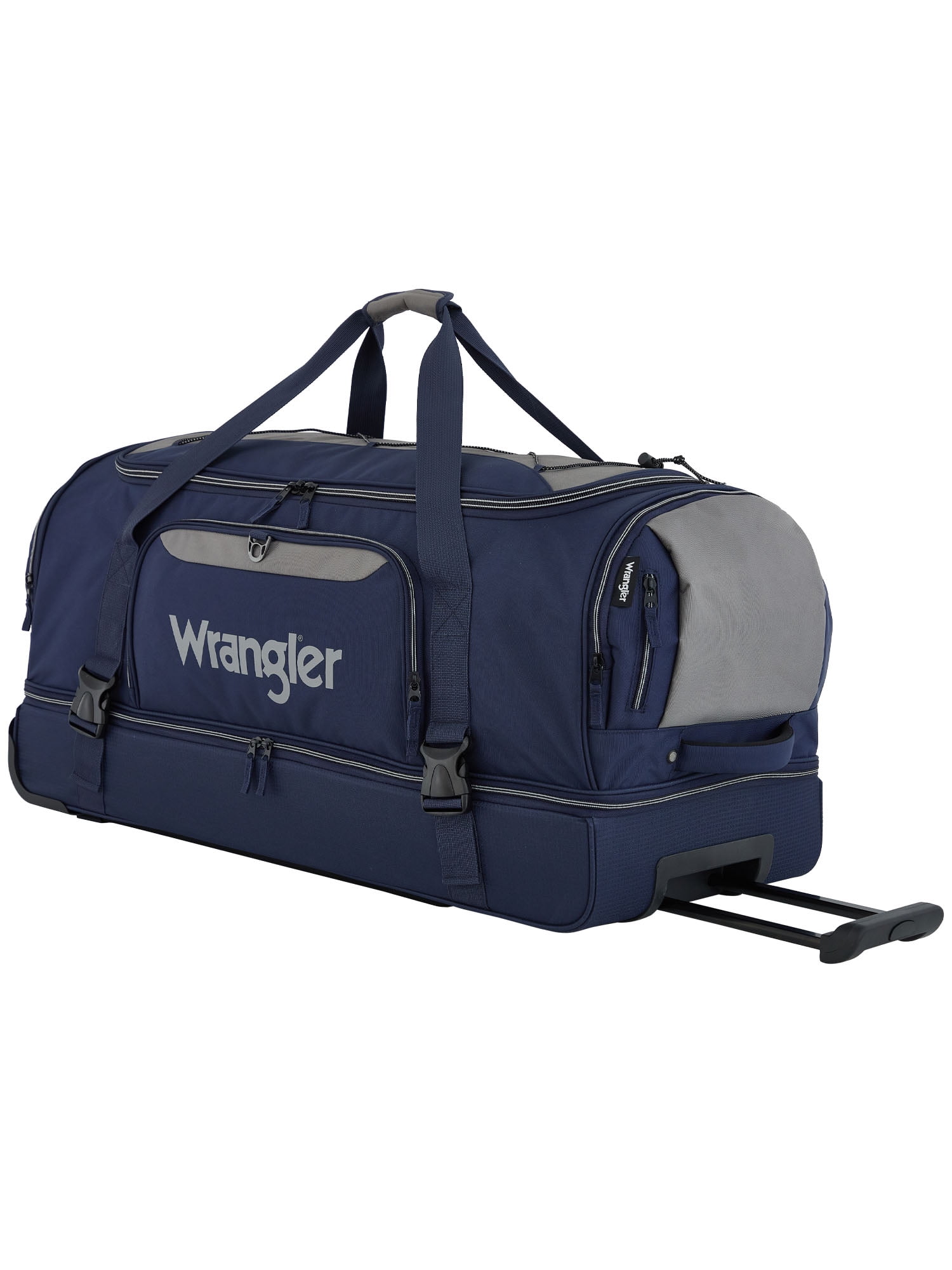 Wrangler Jumbo 36" Drop-Bottom Rolling Duffel with Telescopic Handle - Navy