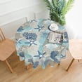 thumbnail image 2 of Nautical Coastal Tablecloth Round 60 Inch Summer Beach Starfish Coral Seashell Table Cloths Circular Table Cover Waterproof and Wipeable Polyester Tabletop for Dining Kitchen Picnic Party Decor, 2 of 7