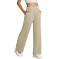 thumbnail image 5 of LWavelet Light Fabric High Waist Wide Leg Pants Women Daily Commute Wear Khaki M, 5 of 5